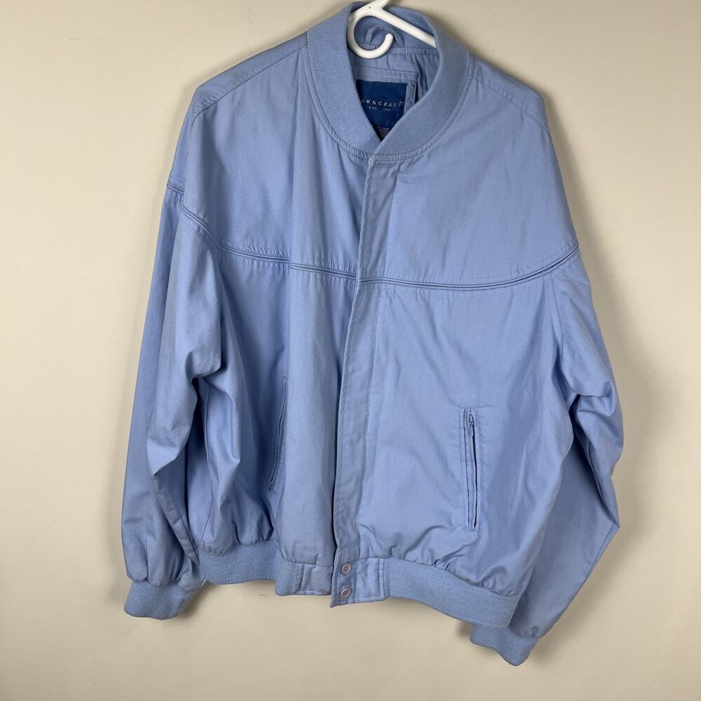Towncraft VTG 80s 90s Lt Blue Full-Zip Golf Sailing Bomber Jacket Mens 2XLarge